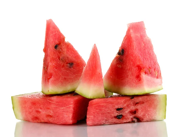 Sweet watermelon slices isolated on white — Stock Photo, Image