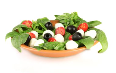 ile sebze tabağı isolataed beyaz peynir mozzarella