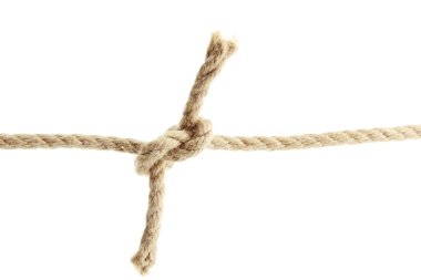 düğüm üzerinde beyaz izole, iple