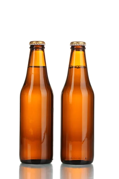 Two bottles of beer isolated on white — Stock Photo, Image