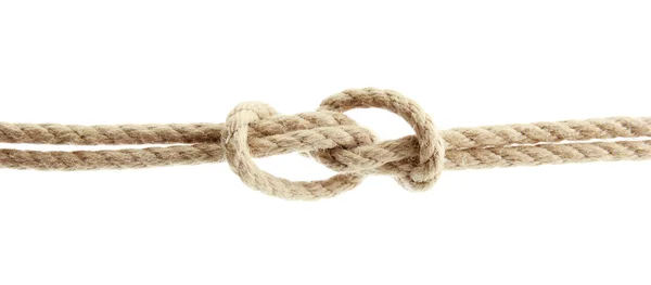 Rope with knot, isolated on white — Stock Photo, Image