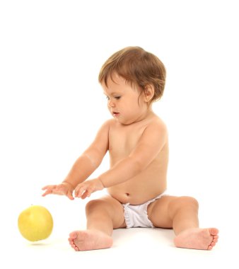 beyaz izole apple ile şirin bebek