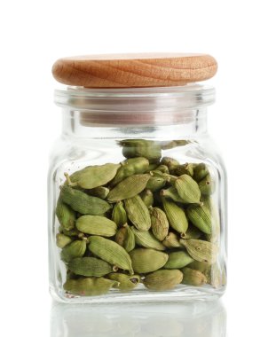 Beyaz yakın çekim izole kakule kavanoz