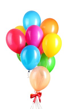 Beyaz üzerinde izole edilmiş renkli balonlar