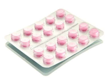 hapları üzerinde beyaz izole kabarcık, paketlenmiş