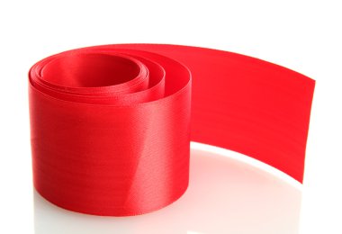 İpek kurdele, üzerinde beyaz izole
