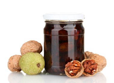 banka beyaz zemin üzerine izole reçel ceviz