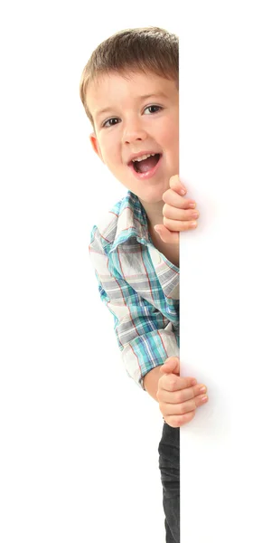 Retrato de menino feliz isolado em branco — Fotografia de Stock