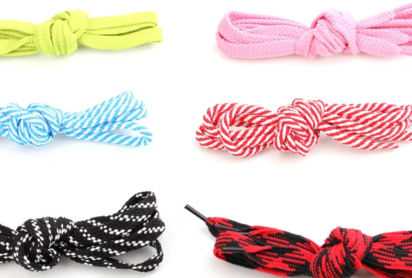 Colorful shoelaces isolated on white — Stock Photo, Image