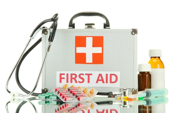 First aid box, isolated on white — Stock Photo, Image