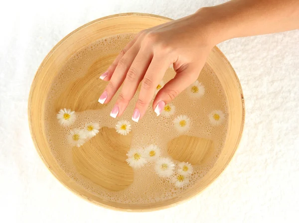 Water treatment for female hands, close-up — Stock Photo, Image