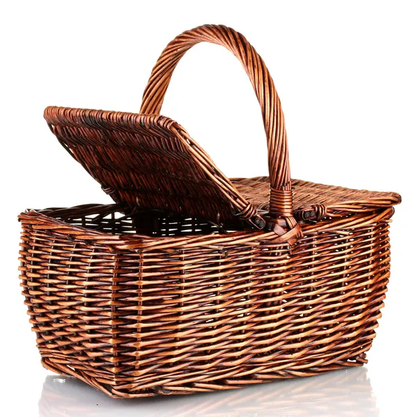 Picnic basket, isolated on white — Stock Photo, Image