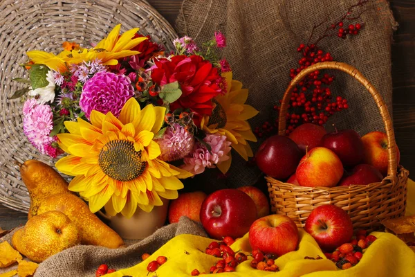 Colorful autumn still life with apples — Stock Photo, Image