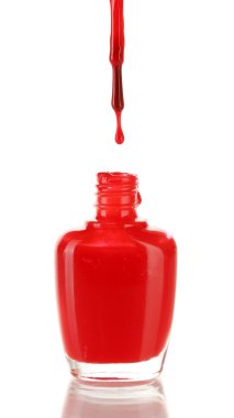 Kırmızı oje beyaza izole edilmiş.