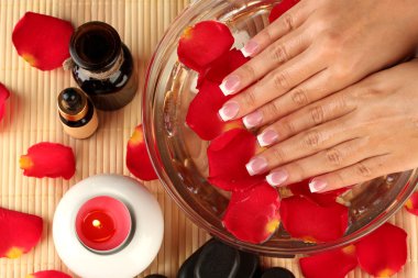 Kadın elleri için spa tedavisi, yakın çekim.