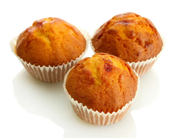 Beyaz izole lezzetli muffin kekler — Stok fotoğraf