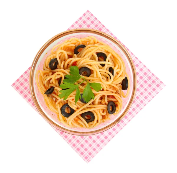 이탈리아어 스파게티 접시 흰색 절연 — 스톡 사진