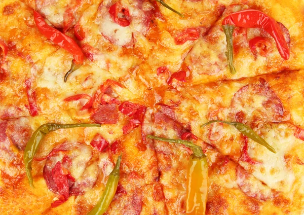 Chutné feferonkami pizza detail — Stock fotografie