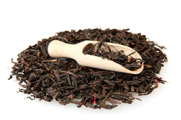 Aromatic black dry tea, isolated on white — Stock Photo, Image