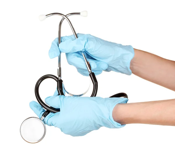Ruce lékaře izolovaných na bílém — Stock fotografie