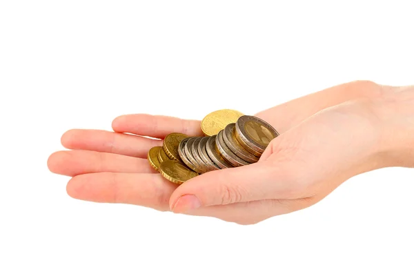 Monedas de euros aisladas en blanco — Foto de Stock