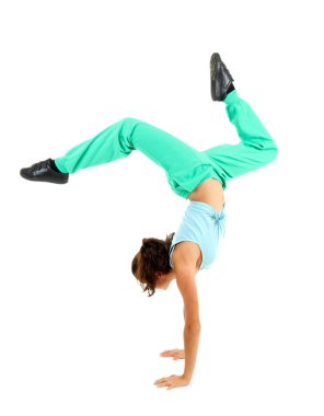 young modern dancer posing, isolated on white