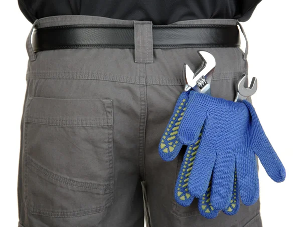 Guanti e strumenti nella tasca posteriore primo piano — Foto Stock