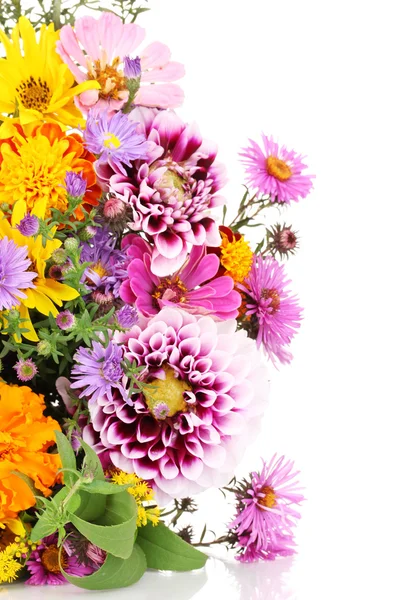 Beautiful bouquet of bright flowers isolated on white — Stock Photo, Image