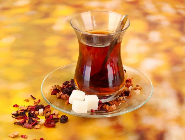 Glass of Turkish tea on color background — Stock Photo, Image