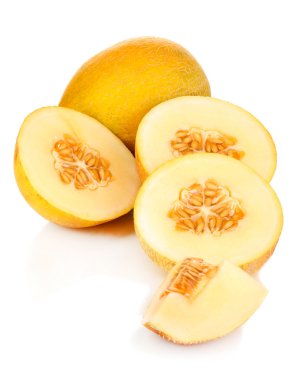 Olgun karpuz üzerinde beyaz izole kesmek