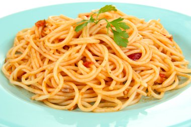 Italian spaghetti in plate close-up