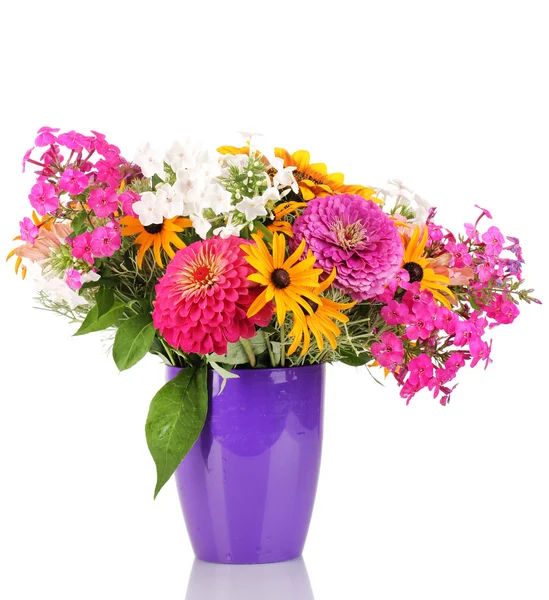 Beautiful bouquet of bright flowers isolated on white — Stock Photo, Image