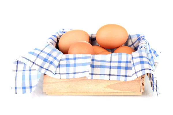 Boiled eggs in box isolated on white — Stock Photo, Image