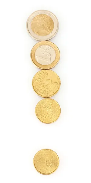 Euro coins isolated on white — Stock Photo, Image