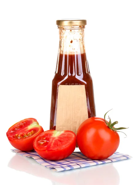 Molho de tomate em garrafa isolado em branco — Fotografia de Stock