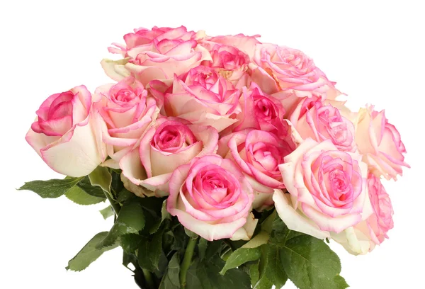 Beautiful bouquet of pink roses isolated on white — Stock Photo, Image