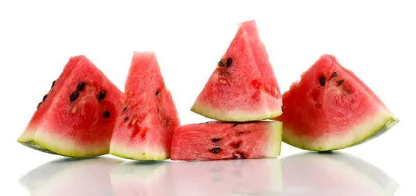 Tranches de pastèque sucrée isolées sur blanc — Photo