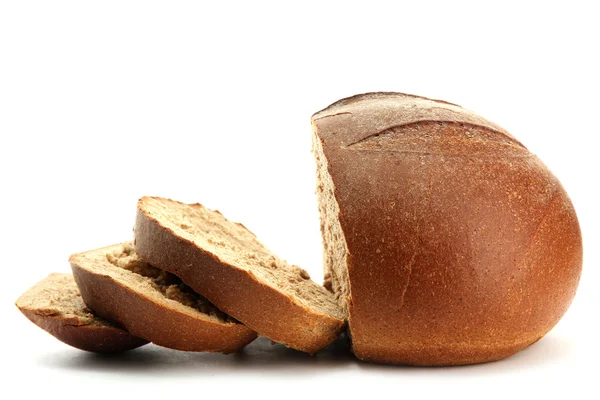 Tasty sliced rye bread, isolated on white — Stock Photo, Image