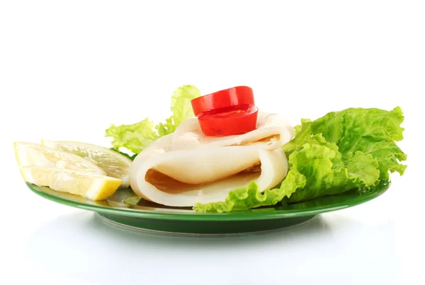Olihně vařené se zeleninou na izolované na bílém štítku — Stock fotografie