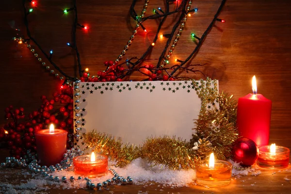 Beautiful Christmas composition on wooden background — Stock Photo, Image