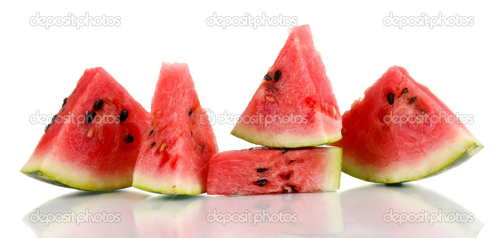 sweet watermelon slices isolated on white |图库照片08olga yast