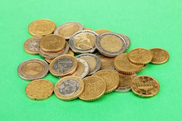 Euro coins isolated on color background — Stock Photo, Image