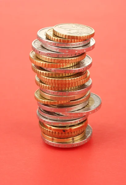 Euro coins on color background — Stock Photo, Image