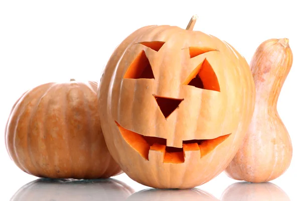 Halloween pompoenen, geïsoleerd op wit — Stockfoto