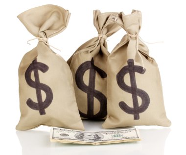 beyaz izole para ile çanta