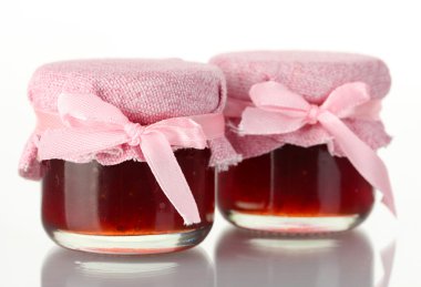 Kavanozlar beyaz izole reçel ile