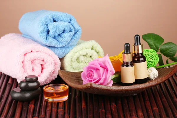 Spa setting on brown background — Stock Photo, Image