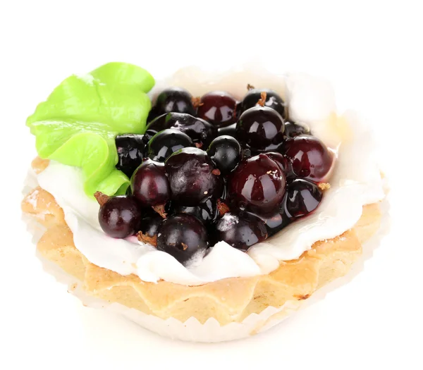 白で隔離される果実と甘いケーキ — ストック写真