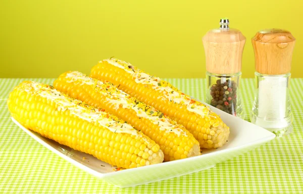 Boiled corn with butter and spices — Stock Photo, Image