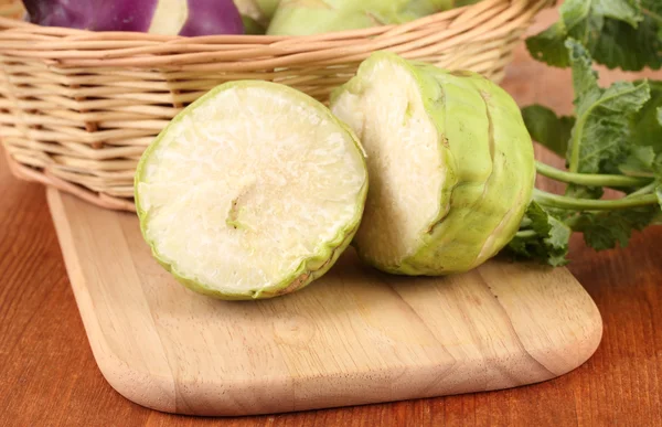 Fresh turnip on wooden background — Stock Photo, Image